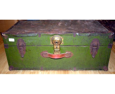 Metal Bound Steamer Trunk, Well Worn A/F