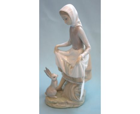 Lladro Figurine, Girl With Hare/Rabbit 