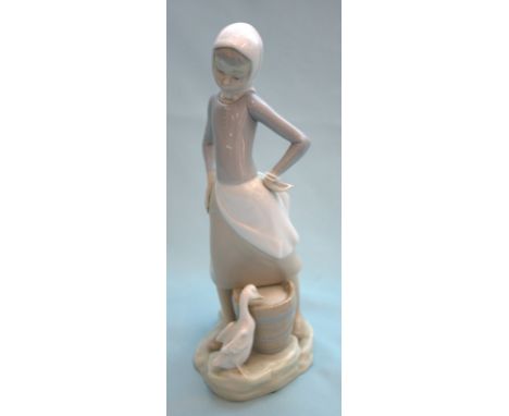 Lladro Figurine, Girl With Pail And Duck 