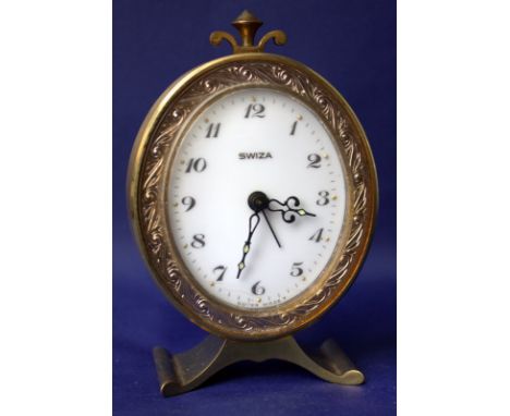 Swiza Brass Oval Alarm Clock, Working 