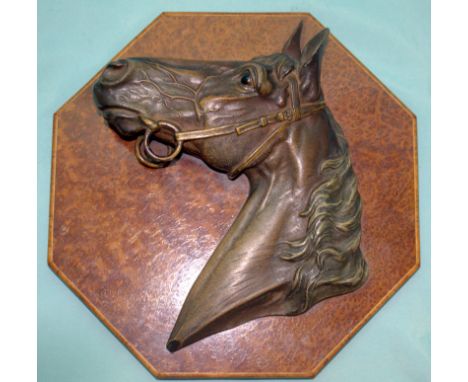 Cold Painted Austrian Horses Head On Wood Plaque, Signed To Neck, Looks To Be R Chock, The Whole Measuring 10 Inches Square 