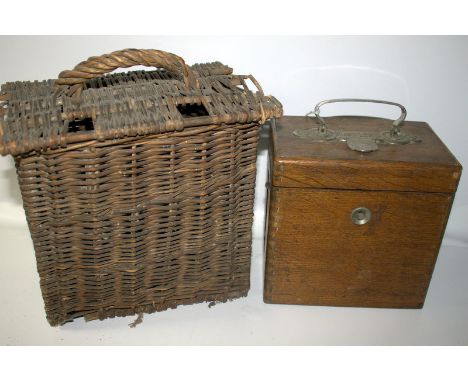 Pigeon Racing Clock Belgica/Jos.Dusesci No 16774, With Oak Case and Original Outer Wicker Carrying Case