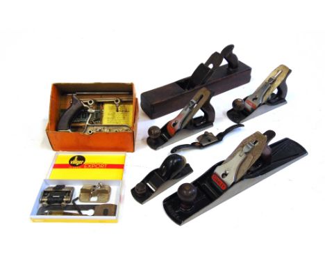 WOODWORKING TOOLS - SIX PLANES  comprising a Stanley No.6; Stanley No.4; Stanley No.3; Stanley No.110; Stanley No.50 combinat