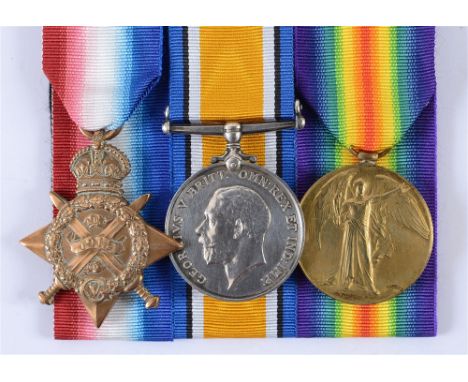 A GREAT WAR CASUALTY TRIO OF MEDALS TO PRIVATE A.W. HOLMES, ROYAL FUSILIERS  comprising the 1914 Star (L-14829 Pte. A.W. Holm