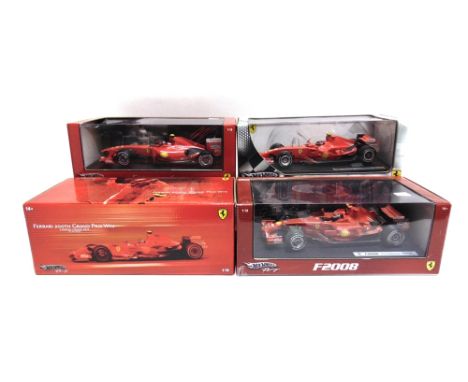 FOUR 1/18 SCALE FERRARI FORMULA 1 RACING CARS  comprising a Hot Wheels Ferrari F60 (K. Raikkonen); Hot Wheels Ferrari F2007 (