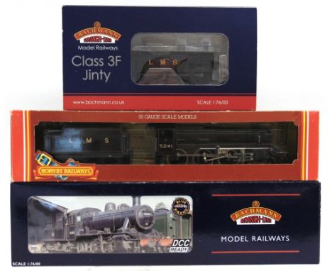 [OO GAUGE]. THREE L.M.S. LOCOMOTIVES  comprising a Bachmann No.32827, L.M.S. Ivatt Class 2MT 2-6-0 tender locomotive, 6404, b
