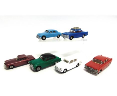 SIX SPOT-ON MODEL CARS  including an Armstrong Siddeley Sapphire, Vauxhall Cresta PA with roof-rack, and Jaguar 3.4 Litre Sal