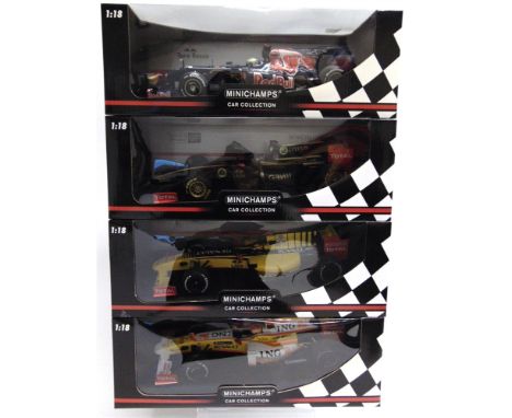 FOUR ASSORTED 1/18 SCALE FORMULA 1 RACING CARS  comprising a Minichamps Renault R29 (F. Alonso); Minichamps Renault Showcar 2