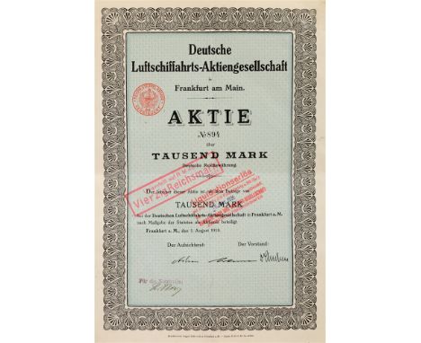 [AIRSHIP INTEREST]. A DEUTSCHE LUFTSCHIFFAHRTS-AKTIENGESELLSCHAFT SHARE CERTIFICATE  No.894, in the sum of a thousand marks, 