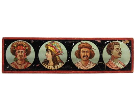 ASSORTED CHILDREN'S MAGIC LANTERN STRIP SLIDES  hand-painted and printed, the largest 20.5cm long (approximately 124).