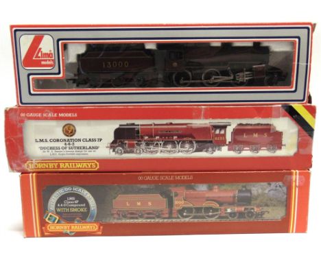 [OO GAUGE]. THREE L.M.S. LOCOMOTIVES  comprising a Hornby No.R376, L.M.S. Class 4P 4-4-0 tender locomotive, 1000, lined maroo