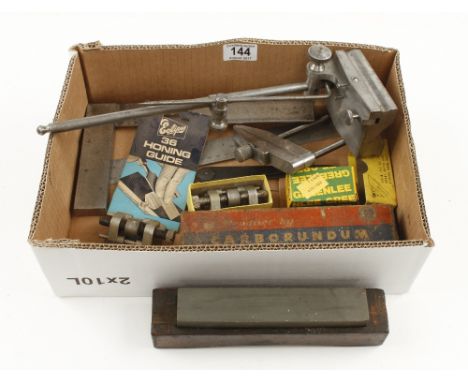 Three oilstones and five engineers tools G