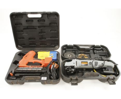 A TACWISE nail gun and HALFORDS angle grinder G