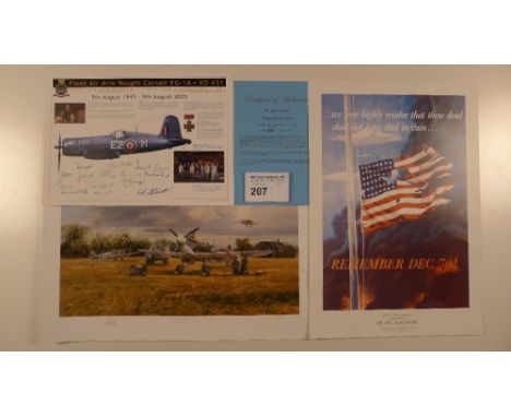 3 prints comprising of Robin Smith “Preparing for Action” 34/500 with certificate, a Pearl Harbour 60th Anniversary print (NO