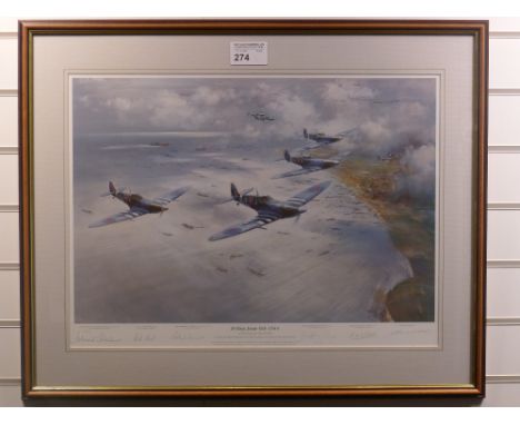 Frank Wootton “D-Day June 6th 1944” limited edition framed print 602/850 with certificate (attached to back of frame). Overal