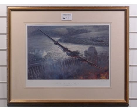 Geoff Hunt “The Dam Busters Raid May 1943” limited edition framed print 604/850 with certificate & magazine advert (attached 