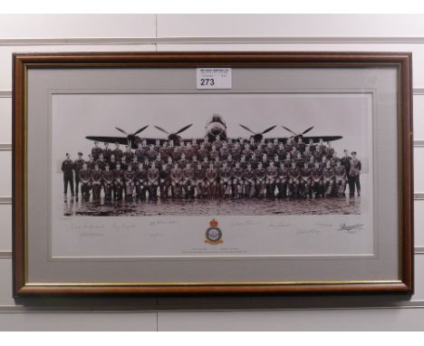 a limited edition reproduction official 617 Squadron veteran signed framed photograph 402/500 with certificate & a small unfr