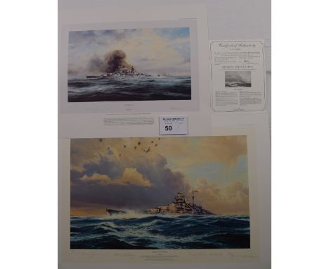 2 Robert Taylor prints comprising of “Sighting the Bismark” A New Collectors Edition print 491/850 with certificate and “KM B