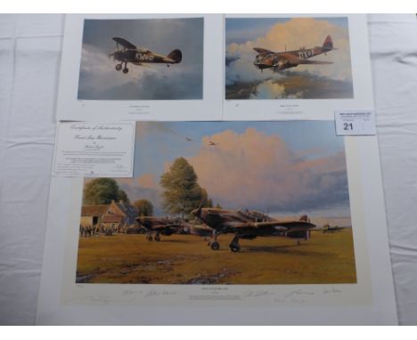 Robert Taylor “Front Line Hurricanes” limited edition print 487/800 with certificate & companion prints “Bristol Blenheim” 48