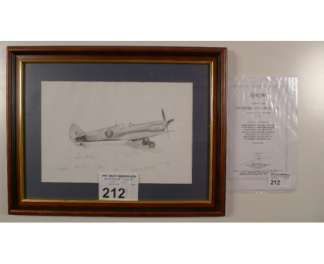 Stephen Teasdale “Spitfire” Limited Edition framed black / white pencil print 8/10 with certificate