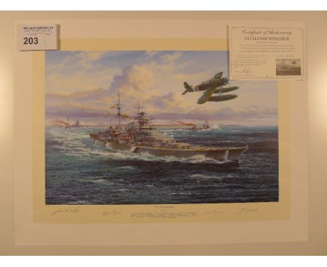 Simon Atack “Battleship Bismarck” Limited Edition print 450/500 with certificate
