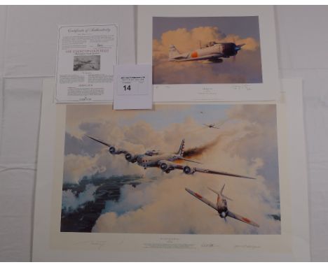 Robert Taylor “The Legend of Colin Kelly” limited edition print 74/750 with certificate and “Rising Sun” companion print sign