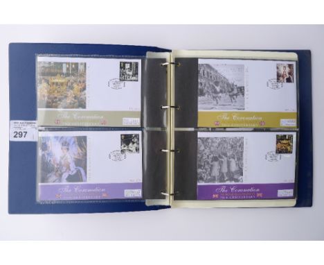 A Queens Golden Jubilee 2002  Album containing  9 Mercury “The Coronation 50th Anniversary 1953 2003” First Day Covers & 8 Me