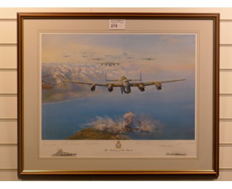 Frank Wootton “The Sinking of the Tirpitz” limited edition framed print 602/850 with certificate (attached to back of frame).