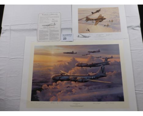 Robert Taylor “Valor in the Pacific” limited edition print 605/1250 with certificate and “Fortress Under Attack” companion pr