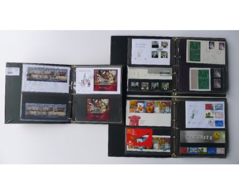 3 loose leaf Stanley Gibbons Malvern cover albums containing Royal Mail Presentation packs including First Day Covers all wit