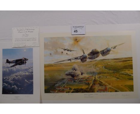 Robert Taylor “Rangers on the Rampage” limited edition print 233/400 RAF with certificate and “Moonlighting” companion print 