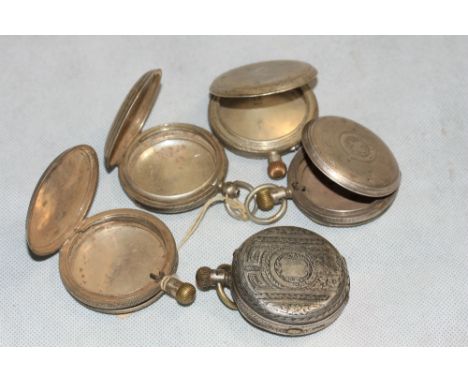 A silver hunting keyless watch (A.F.) and four hunting watch cases
