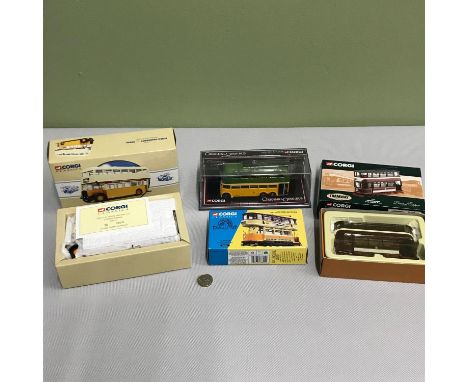 A Lot of 4 Corgi Bus and Tram boxed models, Great Condition. 