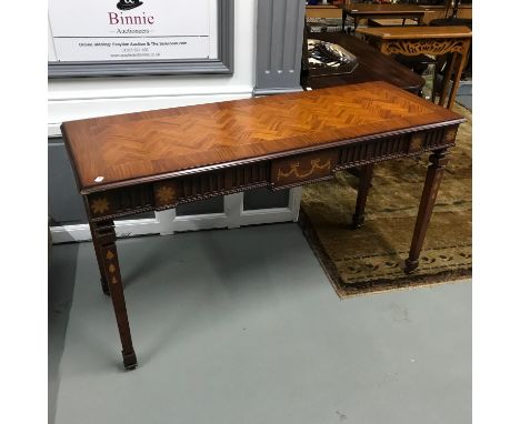 A Large reproduction hardwood inlaid console table, Measures 76x135x48.5cm 