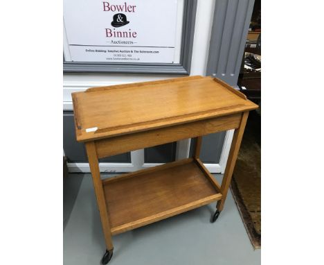 A vintage light oak solid trolley table, 82x75x40cm 