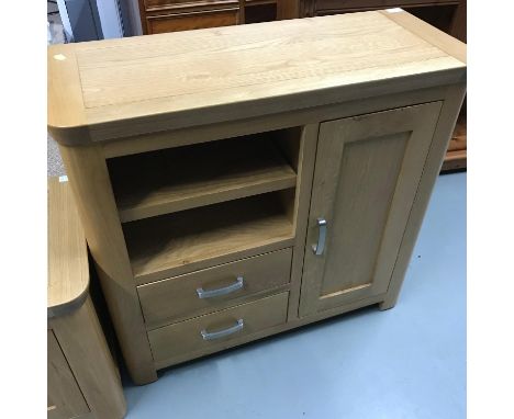 A Solid light oak console unit, Measures 80x86x35cm 