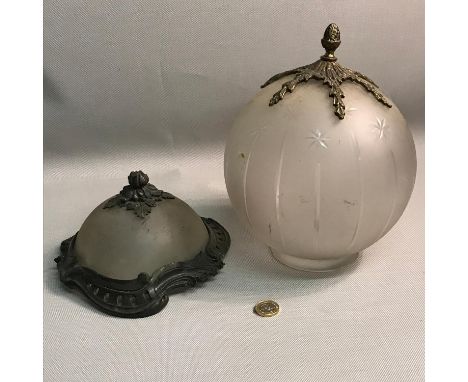 Two Antique globular lamp and ceiling shades,*PLEASE NOTE THIS LOT HAS BEEN RELISTED DUE TO TIME WASTER, DO NOT BID UNLESS YO
