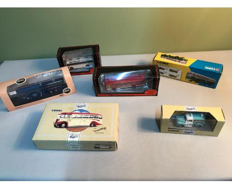A lot of 6 Corgi, EFE &amp; Oxford bus models 