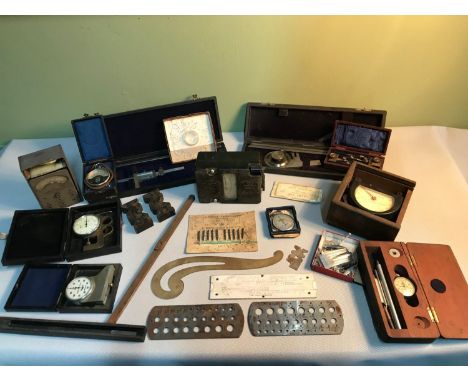 A mixed of vintage gauges, instruments &amp; tools 