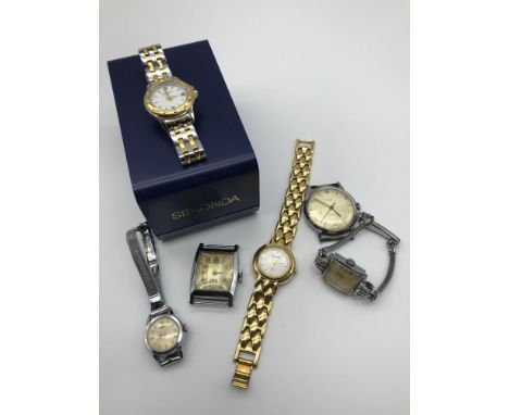 A Lot of 6 various vintage watches which includes Sekonda, Ingersoll &amp; Timex 