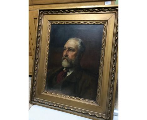 An Victorian portrait oil painting on canvas of a gentleman, Fitted within a gilt frame, Unknown artist, canvas measures 54x4