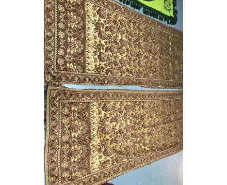 A Large set of highly detailed floral design curtains, Double lined, Measure 296x120cm each 
