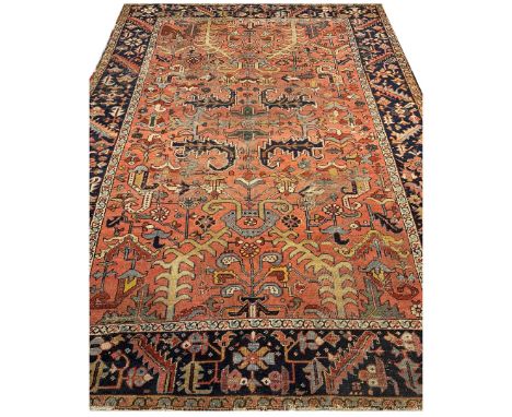 ANTIQUE PERSIAN HERIZ CARPET. 300cm x 250cm.