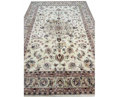 FINE PART SILK PERSIAN TABRIZ CARPET. 300cm x 200cm.