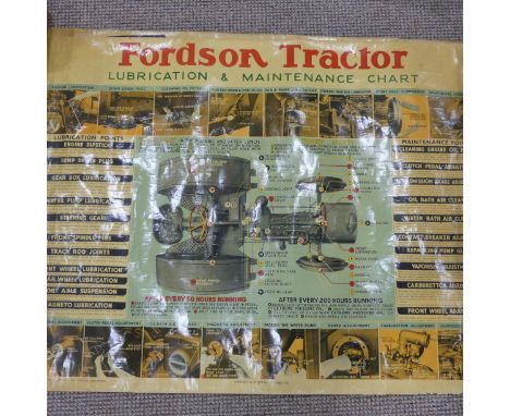 Two circa 1940s Fordson Tractor posters:&nbsp;a 'Sectional Drawing' and a 'Lubrication and Maintenance Chart', issued by Ford