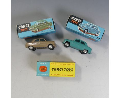 Corgi Toys: Two Cars, 200 Ford Consul Saloon, and 201 Austin Cambridge Saloon, in original boxes, together with a box only fo