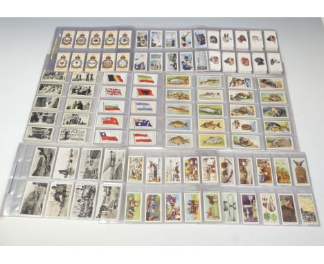 Ten sets of vintage Cigarette Cards, including John Player: Fresh-Water Fishes, Flags of the League of Nations, Animals of th