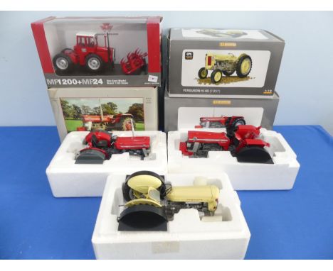 Four Universal Hobbies Massey Ferguson boxed scale models comprising: A Ferguson Hi 40 1957 1:16 scale tractor, a Massey Ferg