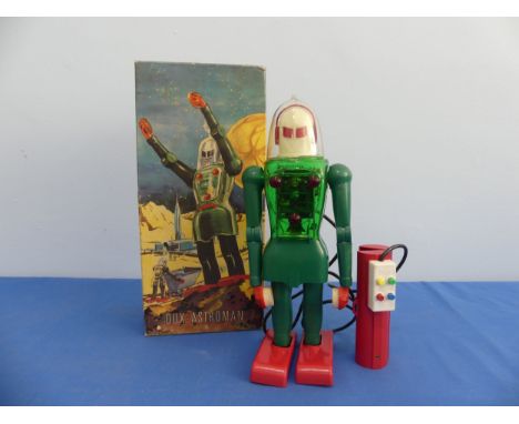 A boxed Nr.150 Dux-Astroman plastic Electric Robot, Western Germany 1950s, green plastic body with red feet and hand controll