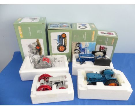 Four Universal Hobbies boxed 1:16 scale models comprising: A Fordson Dexta 1958 model tractor, A Ford 5000 1964 model tractor